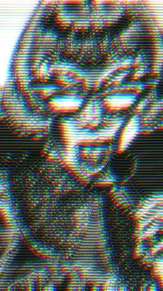 Wave Lines Effect on a photo of a woman in white cat-eye sunglasses