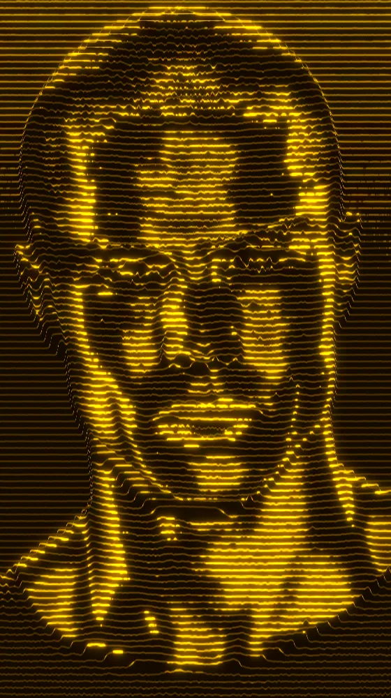 Wave Lines Effect on a photo of a man with a buzz cut