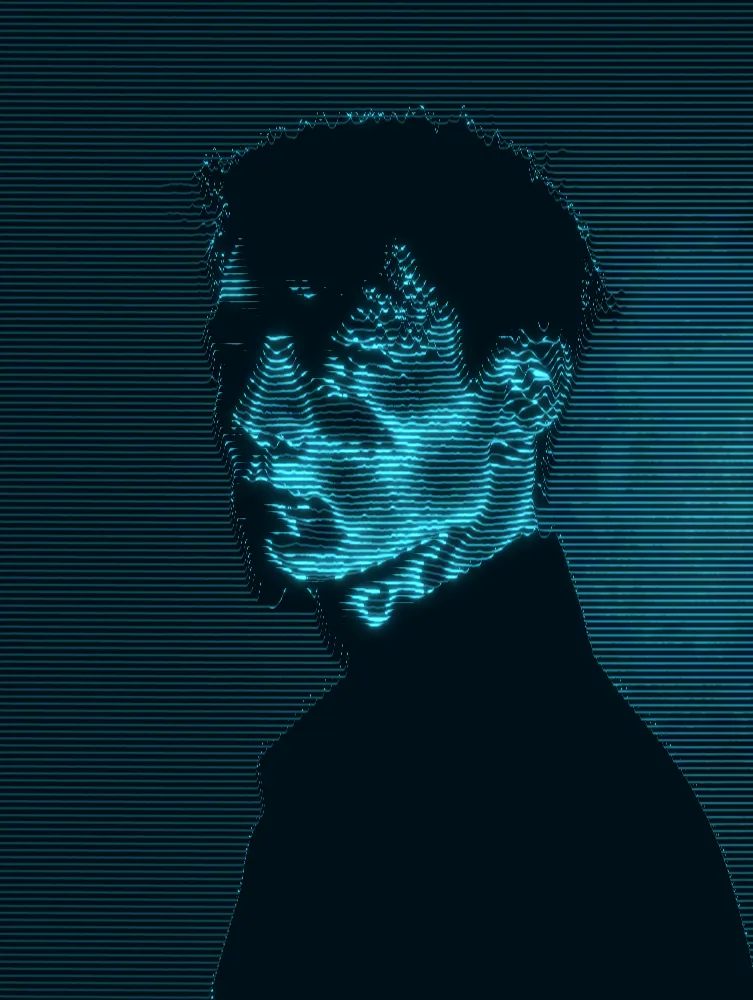 Wave Lines Effect on a photo of a young man in black