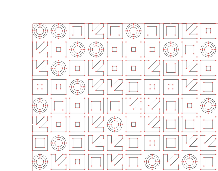 A Nexus look dropped into Illustrator as vector paths, every anchor point showing